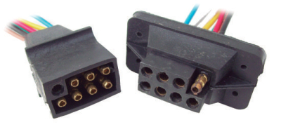 1125 Ficha 8 Vías acoplado goma y nylon ref. c/fijacion-cable 1,5 mm.