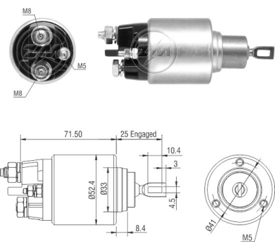 4382 Solenoide Citroen Berlingo C4/ C5/ Fiat Ducato/ Peugeot 206/ 306/ 307/ 308/ Partner 12v.