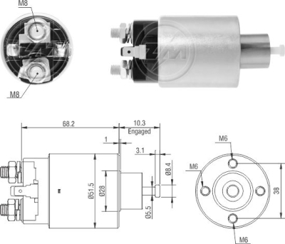 7995 Solenoide Nissan March/ Citroen C-Crosser/ Mitsubishi Outlander 12v.