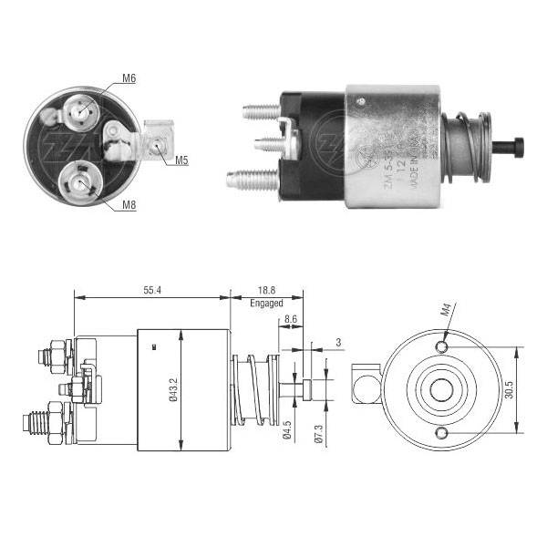 5391 Solenoide Citroen Berlingo/ Peugeot Partner/ 206/ 207/ 208 12v.