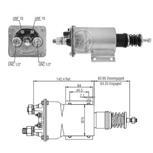 1950 Solenoide Case/ Caterpillar 3406/ 3408/ Clark/ Cummins/ Ford 6000/ 9000/ Mack/ Volvo/ Chevrolet 24v.