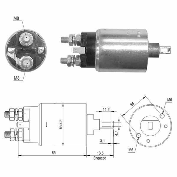 2981 Solenoide Nissan Pick-up 2.2D SD22- 2.3D SD23- 2.5D SD25
