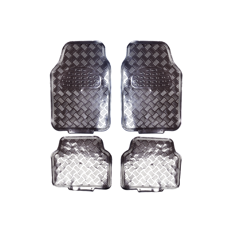 AL009 ALFOMBRA ALFOMBRA PVC ALUMINIO METALIZADA BRILLOSA 4 PIEZAS PLATEADO 7045.5 / 4245.5 CANTIDAD POR CAJA 6