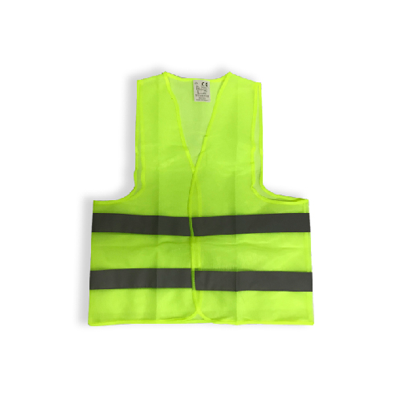 CHA001 CHALECO REFLECTIVO AMARILLO CON TIRAS REFLECTIVAS - 100 POLIYESTER 55G