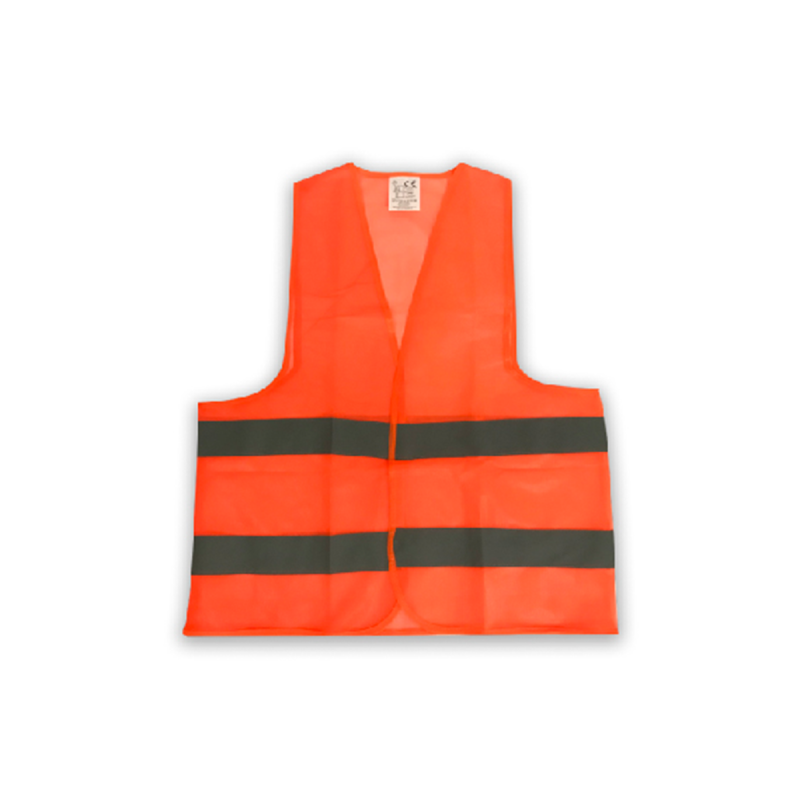 CHA002 CHALECO REFLECTIVO NARANJA CON TIRAS REFLECTIVAS - 100 POLIYESTER 55G