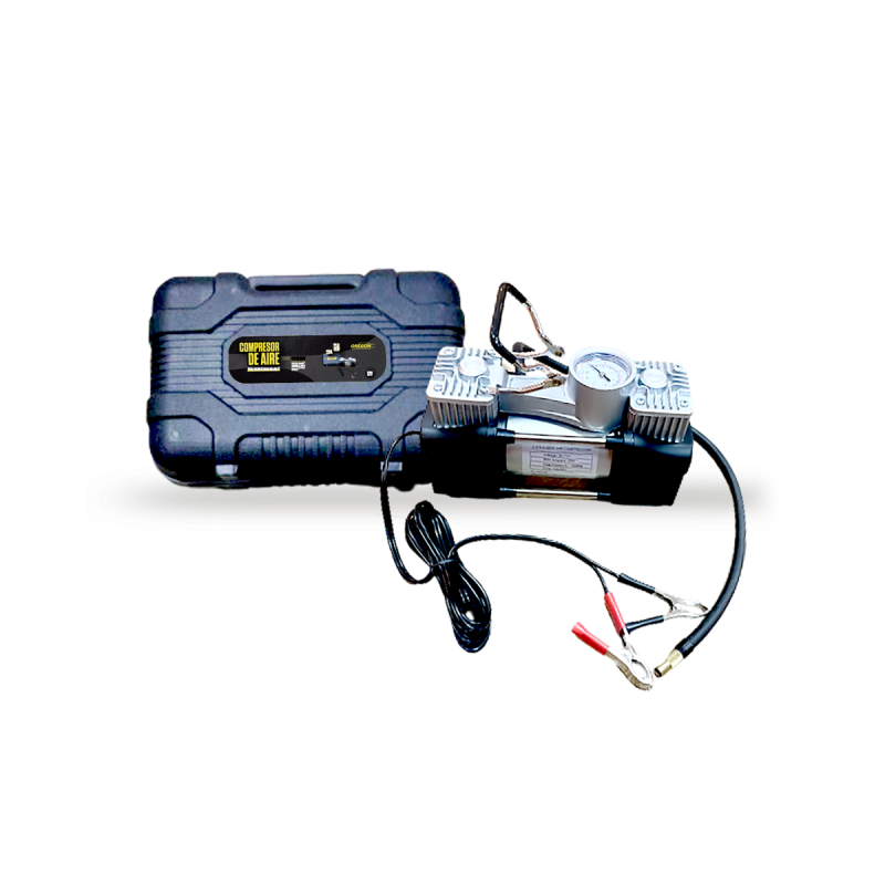 COM006 COMPRESOR COMPRESOR DE AIRE 12, 150 PSI (COM002) CON VALIJA PLASTICA Y JUEGO DE HERRAMIENTAS