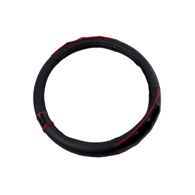 CV014 CUBRE VOLANTE CUBRE VOLANTE CUERO 38CM CON BORDE DETALLADO NEGRO / ROJO 388.2 CANTIDAD POR CAJA 25