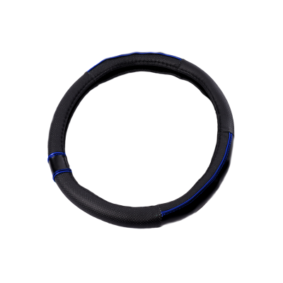 CV015 CUBRE VOLANTE CUBRE VOLANTE CUERO 38CM CON BORDE DETALLADO NEGRO / AZUL 388.2 CANTIDAD POR CAJA 25