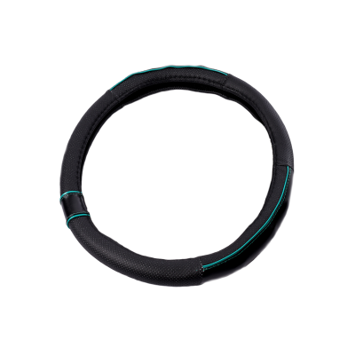 CV017 CUBRE VOLANTE CUBRE VOLANTE CUERO 38CM CON BORDE DETALLADO NEGRO / VERDE 388.2 CANTIDAD POR CAJA 25