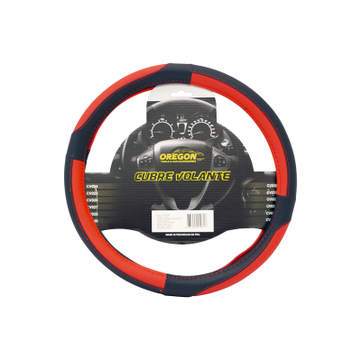 CV027 CUBRE VOLANTE CUERO SINTENTICO PREMIUM NEGRO Y ROJO 38CM X 8.2CM