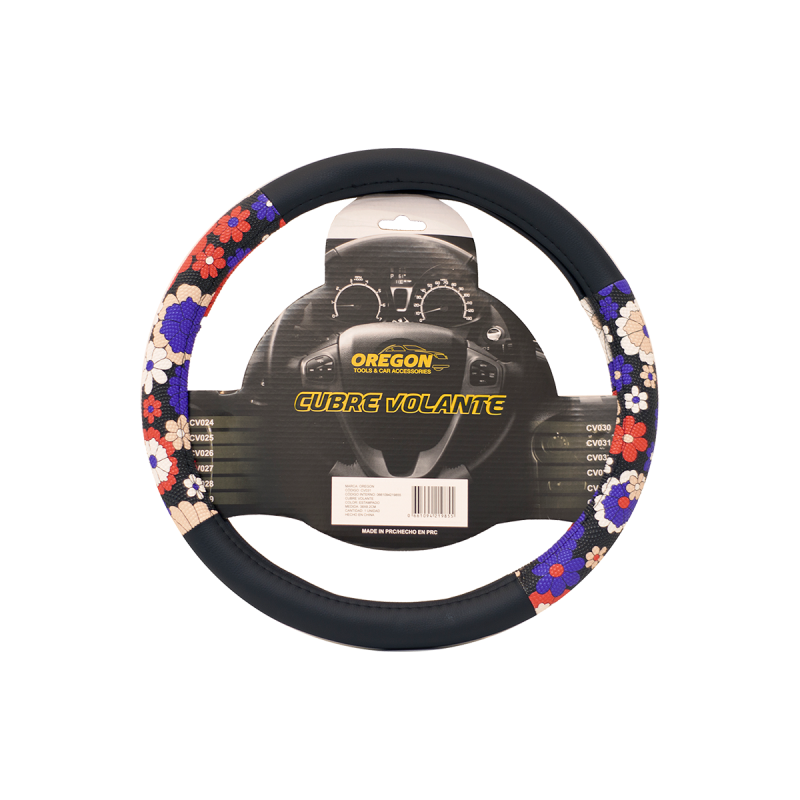 CV031 CUBRE VOLANTE NEGRO FLOREADO OVC 38CM X 8.2CM