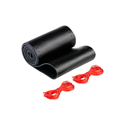 CV102 CUBRE VOLANTE CUBRE VOLANTE UNIVERSAL CON CUERINA PARA COSER NEGRO CON COSTURA ROJA / CAJA POR 200 UN.