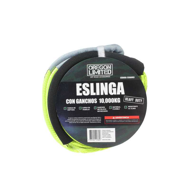 ESGA003 ESLINGA DE REMOLQUE 3 METROS DE LARGO X 7.5 CM DE ANCHO CAPACIDAD DE REMOLQUE 10000 KGS SIN GANCHO