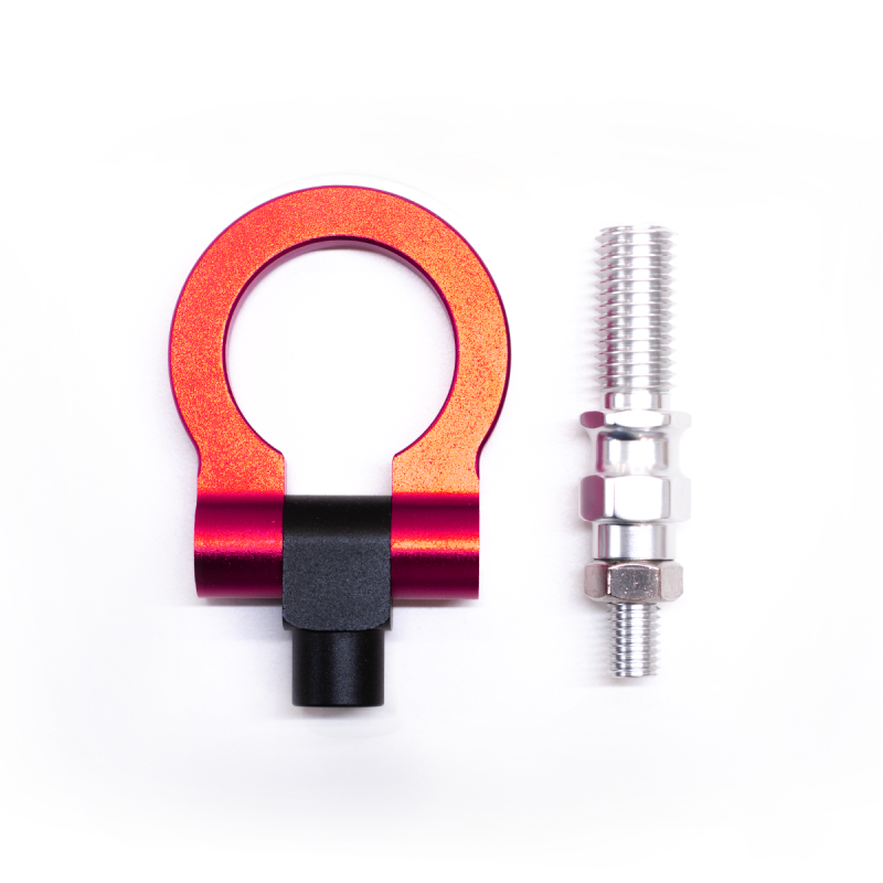 GAN001 GANCHO DE REMOLQUE GANCHO DE REMOLQUE UNIVERSAL  COMPETICION PICADAS ROJO