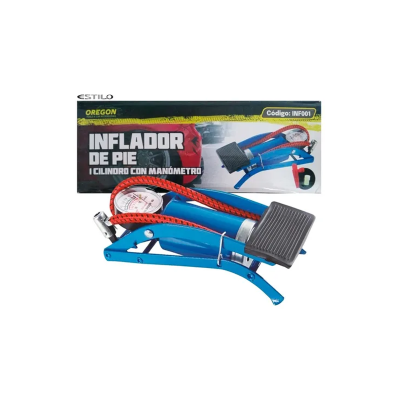 INF001 INFLADOR DE PIE COMPRESOR / INFLADOR METALICO DE PIE 55CM X 10CM  COLOR AZUL