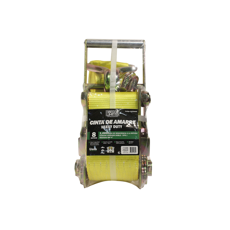RATCH005 CINTA DE AMARRE CON CRIQUE 1 PIEZA HEAVY DUTY DE 8 METROS DE LARGO X 10.2 CM DE ANCHO. CAPACIDAD 10000 KGS