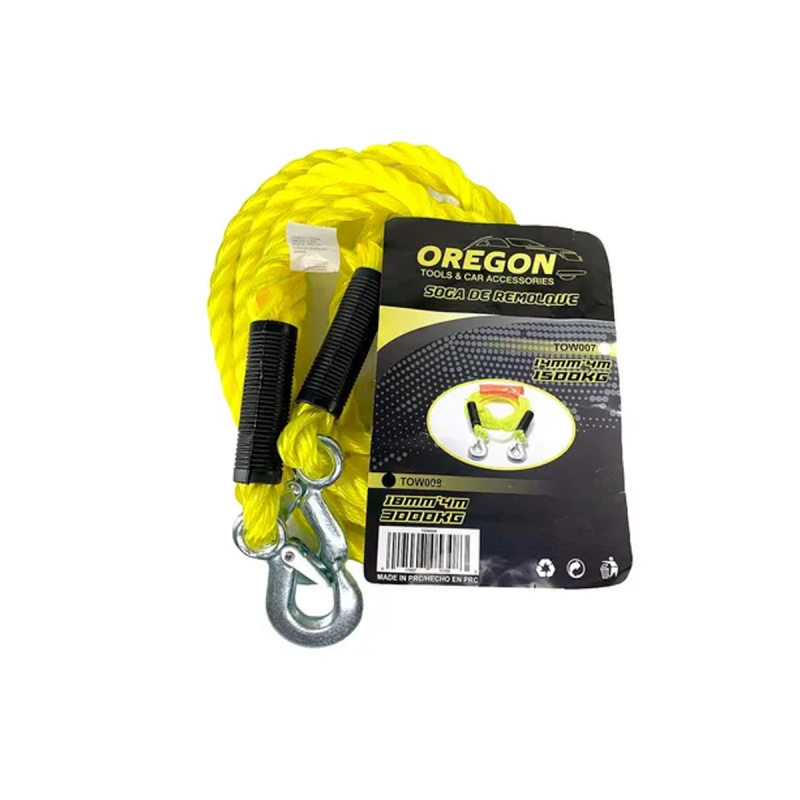 TOW007 LINGA DE REMOLQUE LINGA DE REMOLQUE TRENZADA 14MM  X 4 METROS HASTA 1500KGS AMARILLO UNIVERSAL CANTIDAD POR CAJA 30