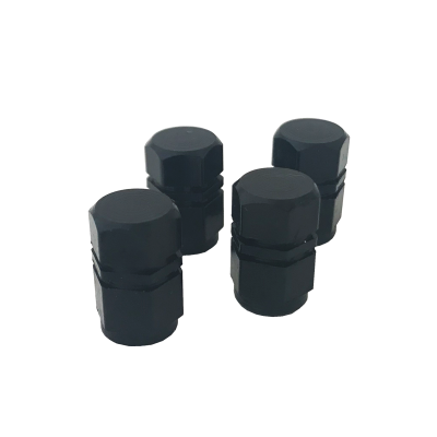 TV001 JUEGO DE TAPITAS  DE VALVULA DEPORTIVA JUEGO DE TAPITAS  DE VALVULA DEPORTIVA METALIZADA 4 PCS NEGRO UNIVERSAL