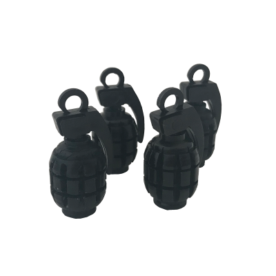 TV009 JUEGO DE TAPITAS  DE VALVULA DEPORTIVA JUEGO DE TAPITAS  DE VALVULA GRANADA METALIZADA 4 PCS NEGRO UNIVERSAL