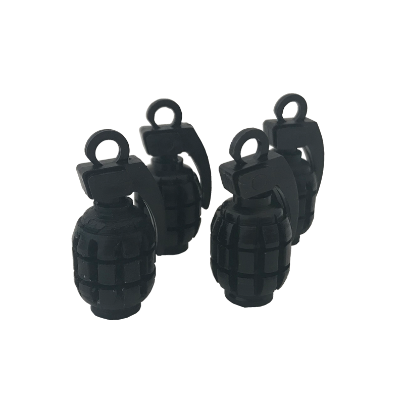 TV009 JUEGO DE TAPITAS  DE VALVULA DEPORTIVA JUEGO DE TAPITAS  DE VALVULA GRANADA METALIZADA 4 PCS NEGRO UNIVERSAL