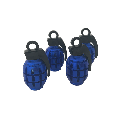 TV011 JUEGO DE TAPITAS  DE VALVULA DEPORTIVA JUEGO DE TAPITAS  DE VALVULA GRANADA METALIZADA 4 PCS AZUL UNIVERSAL