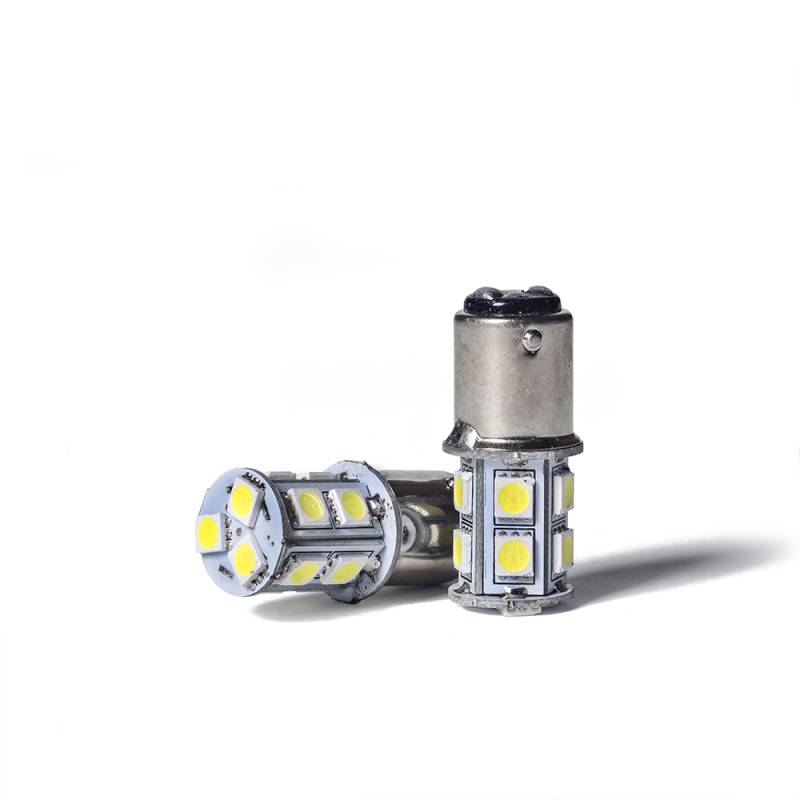 1176 - 1157 - P21/5W 2 POLOS (PAREJA) 13 LED 5050 SMD - BLANCO 24V