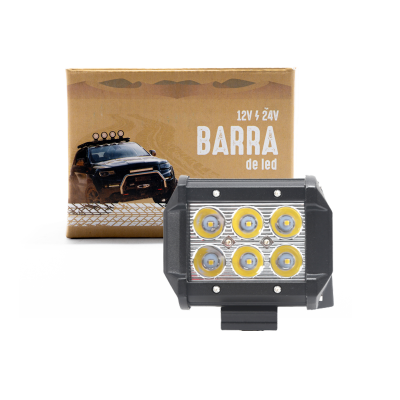 BAR18 OFF ROAD BARRA DE LED EPISTAR RECTA BARRA DE 6 LED 18 WATTS - EPISTAR 9,8 CM DE LARGO) -  CARCAZA DE ALUMINIO - HAZ DE LUZ SPOT (CODIGO ANTERIOR: BAR18EPI