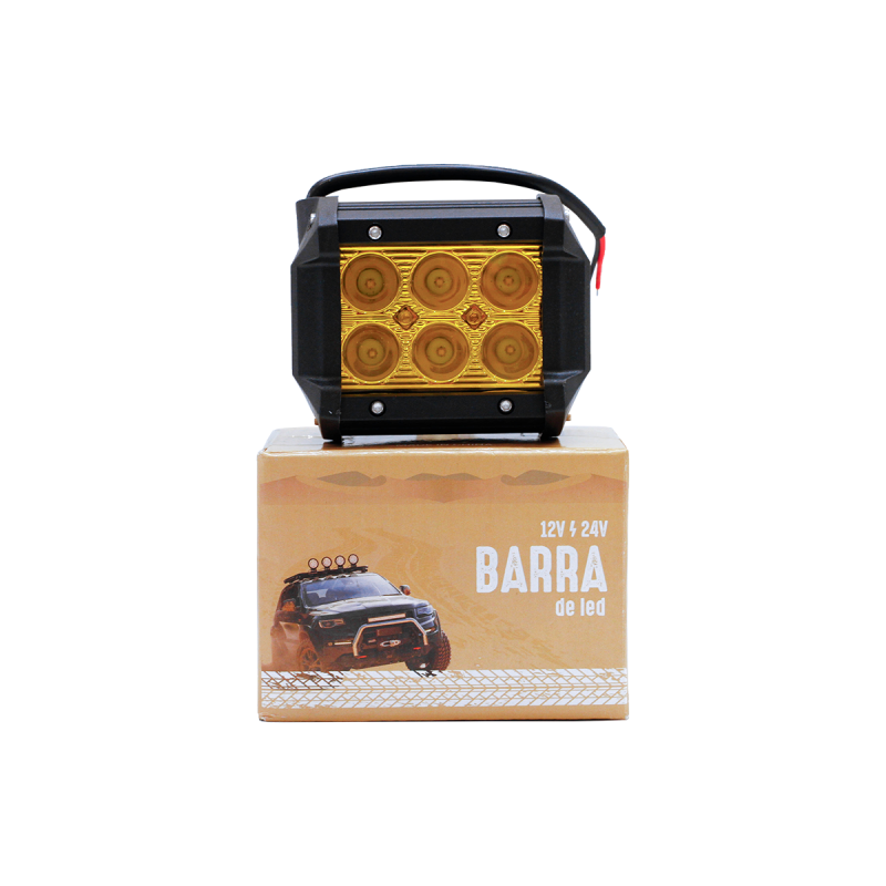 BAR18AMB OFF ROAD BARRA DE LED EPISTAR RECTA BARRA DE 6 LED 18 WATTS AMBAR - EPISTAR 9,8 CM DE LARGO) -  CARCAZA DE ALUMINIO - HAZ DE LUZ SPOT