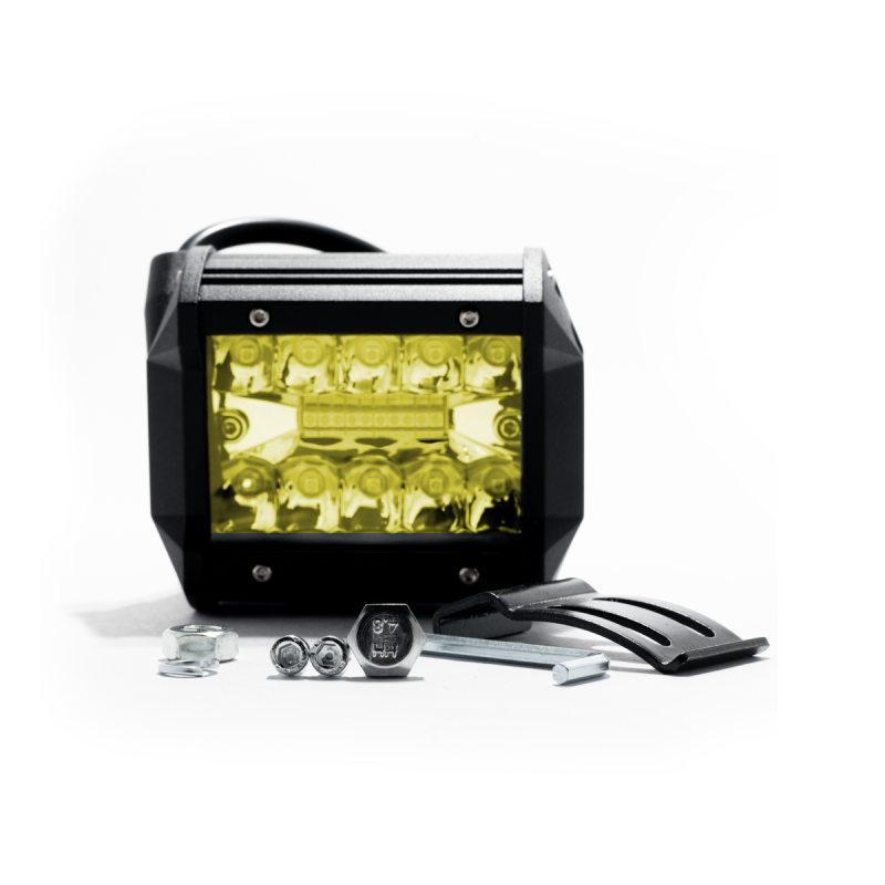 BAR18MAXAMB OFF ROAD BARRA DE LED MAX RECTA BARRA DE LED DE 18 WATTS CON TIRA DISPLAY 3030 SMD  -  9.8 CM DE LARGO COLOR AMBAR 12V / 24V - CARCAZA DE ALUMINIO -