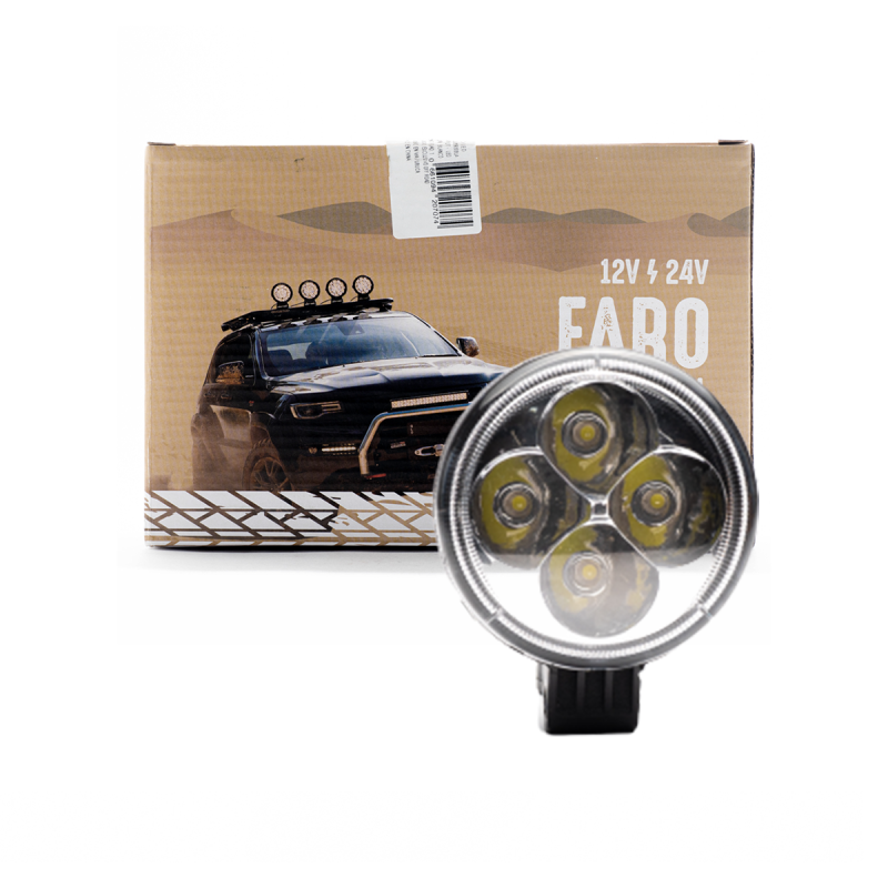 DJ712SPEP OFF ROAD FARO DE LED UNIVERSAL CIRCULAR DE 12 WATTS (4 LED  3 WATTS) 8CM  8CM COLOR BLANCO 12V / 24V - HAZ DE LUZ SPOT -