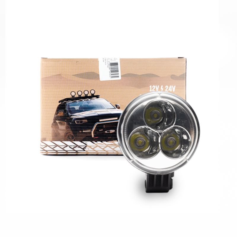 DJ715SPEP OFF ROAD FARO DE LED UNIVERSAL CIRCULAR DE 9 WATTS (3 LED  3 WATTS) 8CM  8CM COLOR BLANCO 12V / 24V - HAZ DE LUZ SPOT -