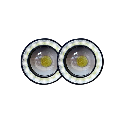 DJ715WHALO OFF ROAD JUEGO DE FAROS DE LED AUXILIARES JUEGO DE FAROS LED 7.5CM DIAMETRO BLANCO CON OJO DE ANGEL 12V 