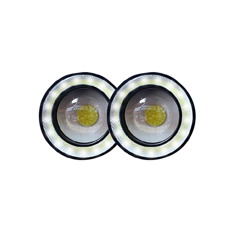 DJ715WHALO OFF ROAD JUEGO DE FAROS DE LED AUXILIARES JUEGO DE FAROS LED 7.5CM DIAMETRO BLANCO CON OJO DE ANGEL 12V