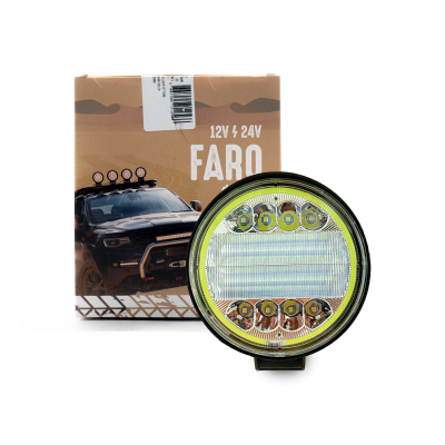 DJ912MAX OFF ROAD FARO DE LED UNIVERSAL CIRCULAR 36 WATTS (8 LED  3 WATTS + DISPLAY 3030 SMD) COLOR BLANCO CON OJO DE ANGEL 12V / 24V - HAZ DE LUZ SPOT -