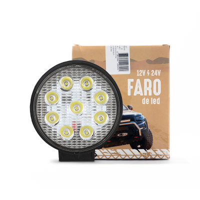 DJ912SPEPI OFF ROAD FARO DE LED UNIVERSAL CIRULAR 27 WATTS (9 LED  3 WATTS) COLOR BLANCO 12V / 24V - HAZ DE LUZ SPOT - 
