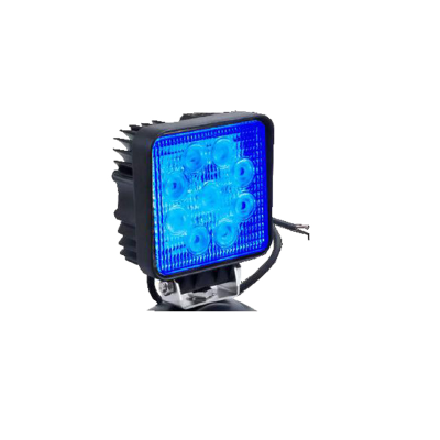 DJ1012BLULU OFF ROAD FARO DE LED UNIVERSAL CUADRADO 27 WATTS (9 LED  3 WATTS) COLOR AZUL 12V / 24V  - HAZ DE LUZ SPOT -