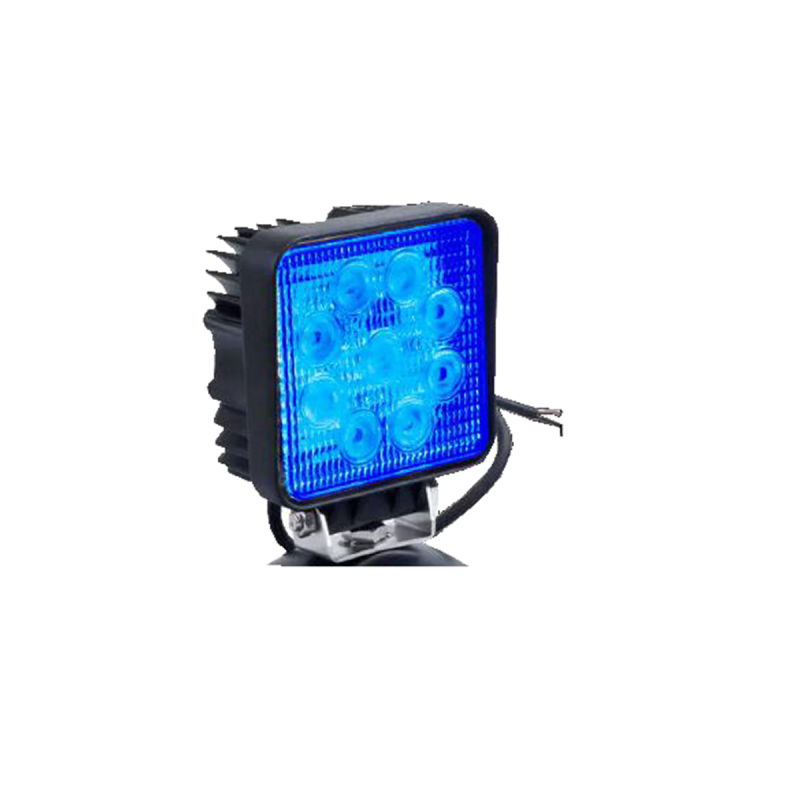DJ1012BLULU OFF ROAD FARO DE LED UNIVERSAL CUADRADO 27 WATTS (9 LED  3 WATTS) COLOR AZUL 12V / 24V  - HAZ DE LUZ SPOT -