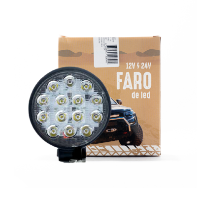 DJ3914SPEP OFF ROAD FARO DE LED UNIVERSAL CIRULAR 42 WATTS (14 LED  3 WATTS) COLOR BLANCO 12V / 24V - HAZ DE LUZ SPOT - 