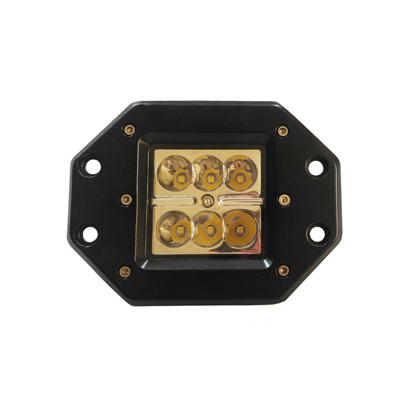 DJ5970BLALA OFF ROAD FARO DE LED UNIVERSAL RECTANGULAR 18 WATTS (6 LED  3 WATTS) COLOR BLANCO 12V / 24V - HAZ DE LUZ SPOT -