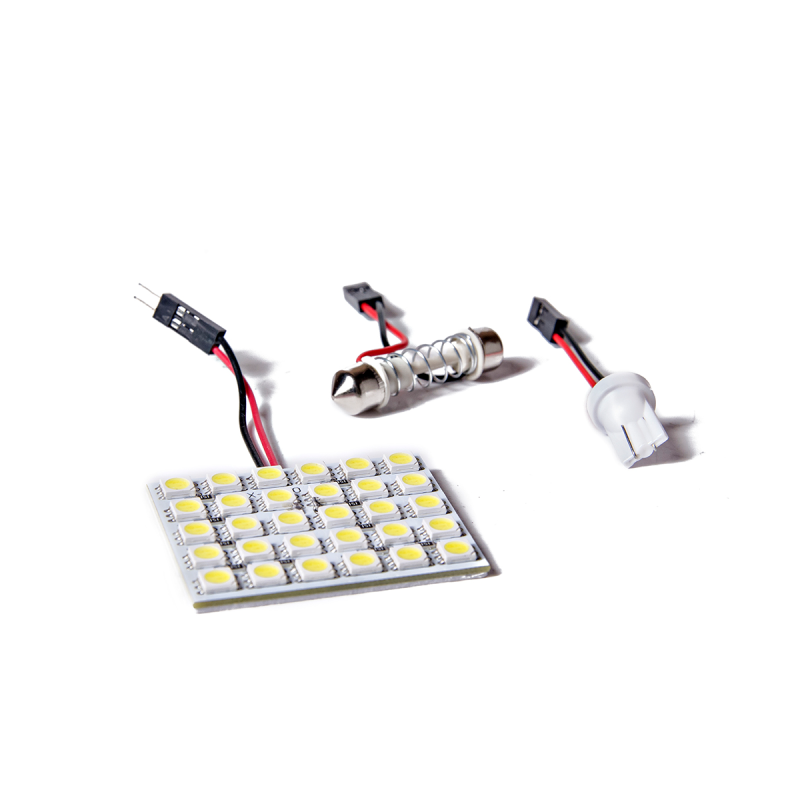 PLA30SMD12 LEDS SMD PLAFON INTERIOR AUTOADHESIVO 30 LED 5050 SMD - CULOTE TUBULAR - FESTOON Y TIPO 2821 - T10 - W5W - BLANCO 12V