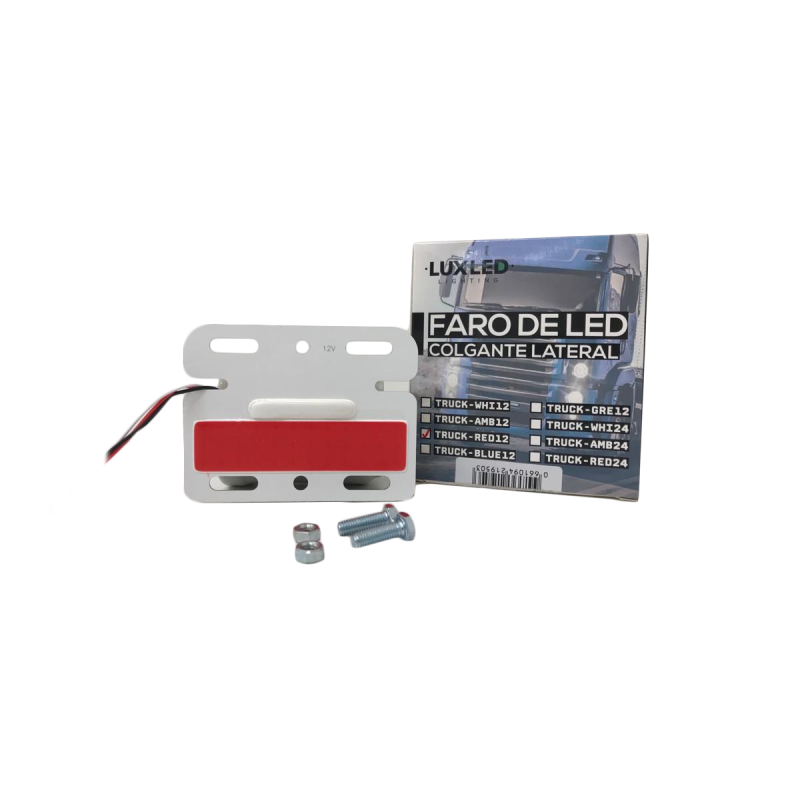 TRUCK-RED12 OFF ROAD FAROS DE CAMION PACK X 4 UNIDADES DE FAROS COLGANTES ENCASTRABLES PARA LATERAL DE CAMION 10.5 CM DE ANCHO X 8 CM DE ALTO ROJO 12V