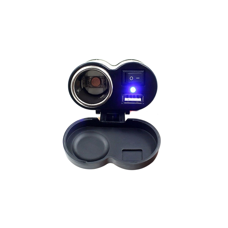 KB-TOM009 ACCESORIO PARA CELULAR TOMA 12V USB + ENCENDEDOR CON INTERRUPTOR DE ENCENDIDO USO ESPECIAL PARA MOTOS