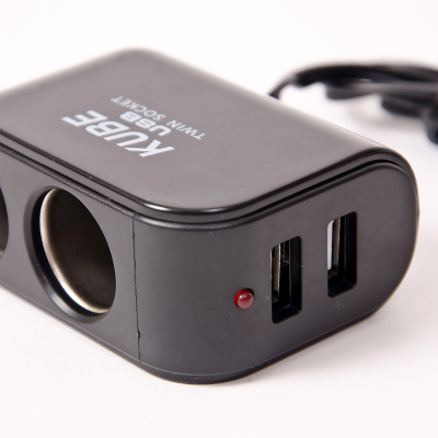 KBUSCH001B ACCESORIO PARA CELULAR ALARGUE CON 2 USB + 2 ENCENDEDOR INPUT : 12/24V  OUTPUT:5V/2100MA  NEGRO