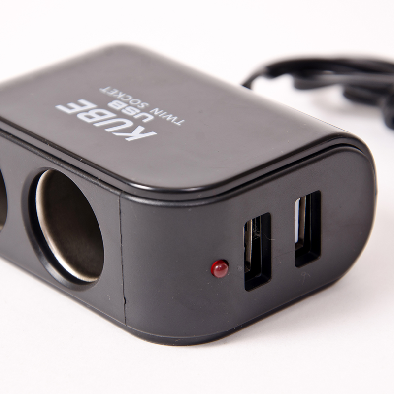 KBUSCH001B ACCESORIO PARA CELULAR ALARGUE CON 2 USB + 2 ENCENDEDOR INPUT : 12/24V  OUTPUT:5V/2100MA  NEGRO