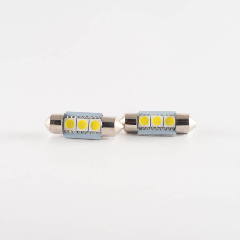 LEDTUB3BLA3612 LED SEÑALIZACION SMD BLISTER X 2 - TUBULAR - FESTOON 3 LED 5050 SMD 36MM - BLANCO 12V - BLISTER X 2 UNIDADES