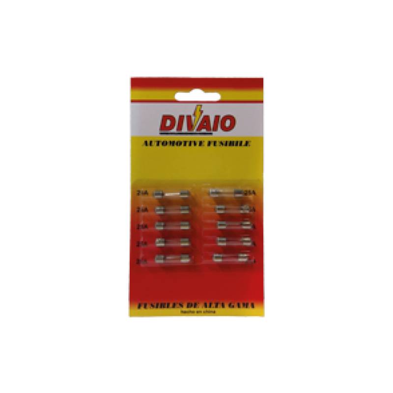 T132CA15  FUSIBLE VIDRIO 25MM EN BLISTER (10 UNIDADES) X AMPER 15 AMP