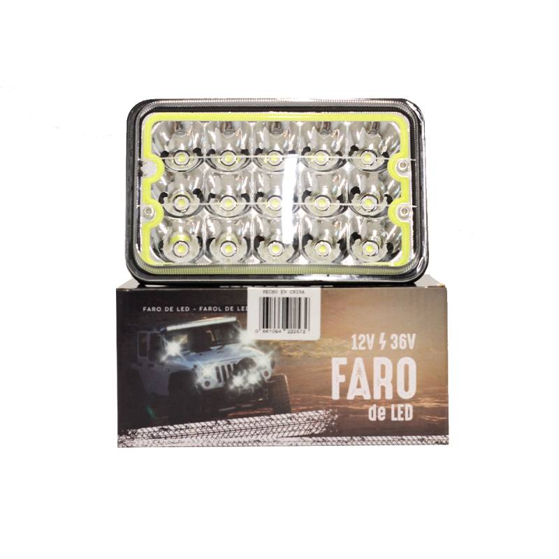 DJ5925HALO OFF ROAD FARO DE LED FARO DE LED RECTANGULAR 15 LED 45W COLOR  BLANCO  17X6X10.80CM AUREOLA BLANCA