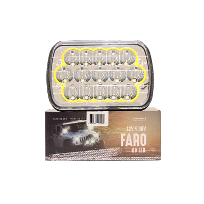 DJ5930HALO OFF ROAD FARO DE LED FARO DE LED RECTANGULAR 15 LED 45W COLOR  BLANCO  20X6X14CM  AUREOLA BLANCA