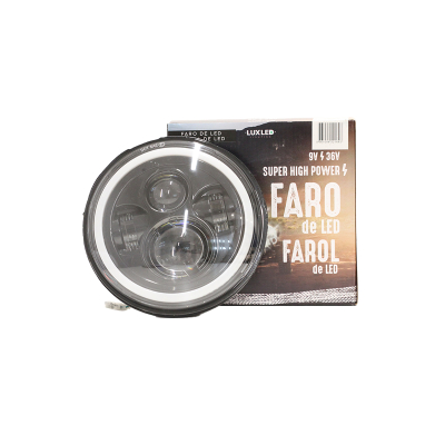 DJ6930AHALO OFF ROAD FARO DE LED REDONDO 7 USO IDEAL JEEP WRANGLER - RENEGADE /  MOTO HARLEY DAVIDSON - ROYAL ENFIELD CON FUNCION ALTA Y BAJA - HAZ DE LUZ SPOT 