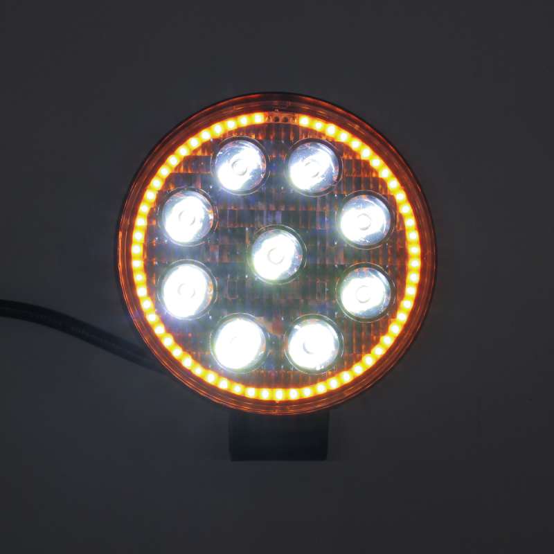 DJ912AHALO OFF ROAD FARO DE LED FARO DE LED CIRULAR - 9 LED 27W BLANCO CON AUREOLA BLANCA 10.8X2X11CM